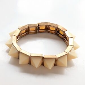 Vintage Y2K Punk Goth Grunge Gold Tone Cream Cone Spike Stretch Bracelet